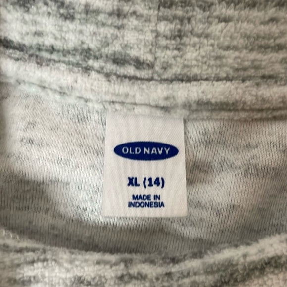 Old Navy gray & white fleece with tie knot girls size XL 14 - Picture 3 of 13